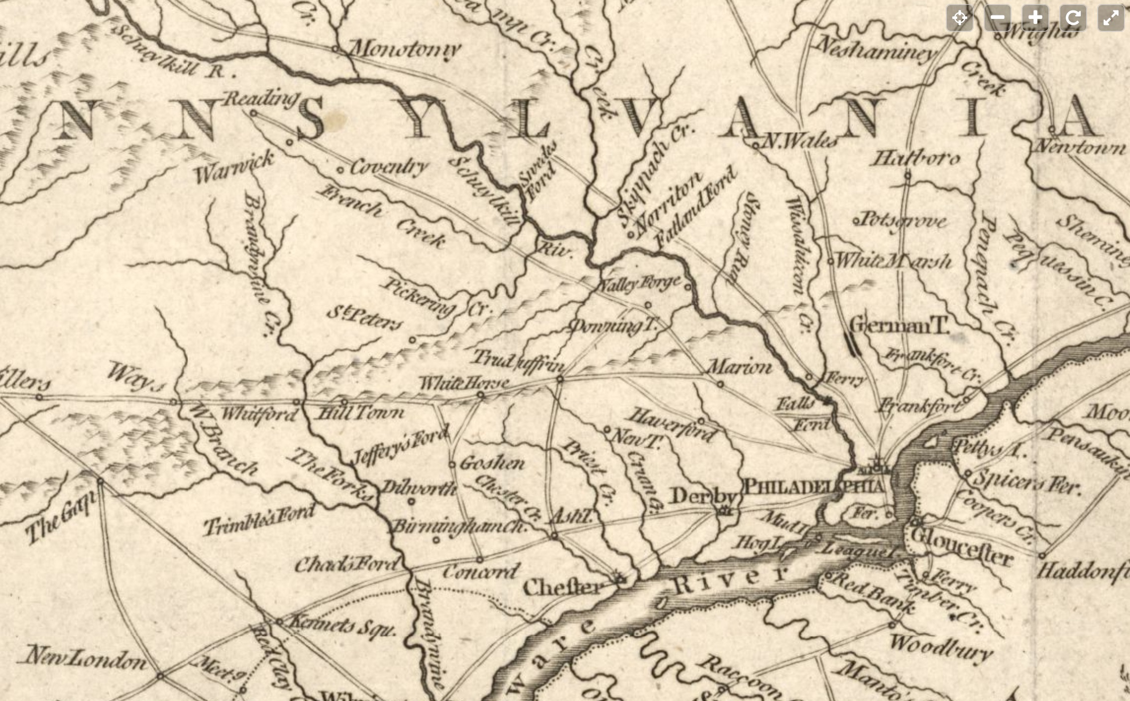 Map–Seat of war in the environs of Philadelphia. 1785