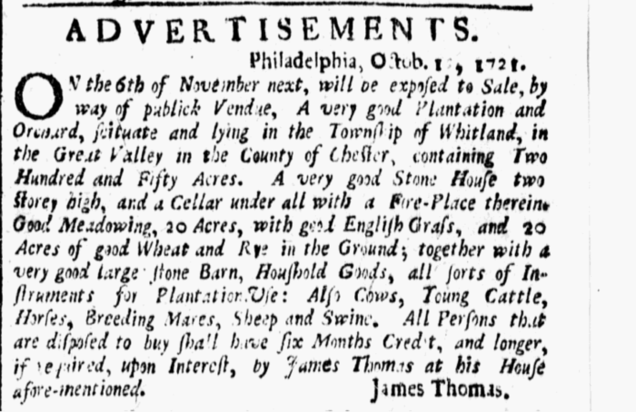 American Weekly Mercury October 12 1721