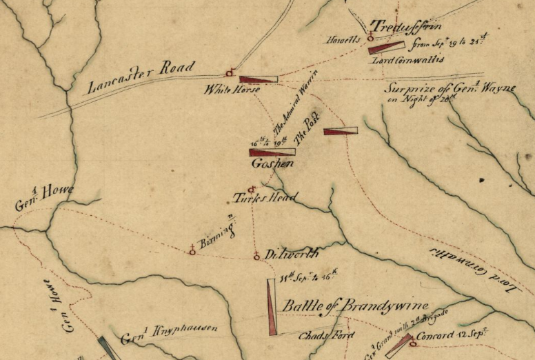 Map-Operations of the British army, from the 25th August to 26th Sept. 1777